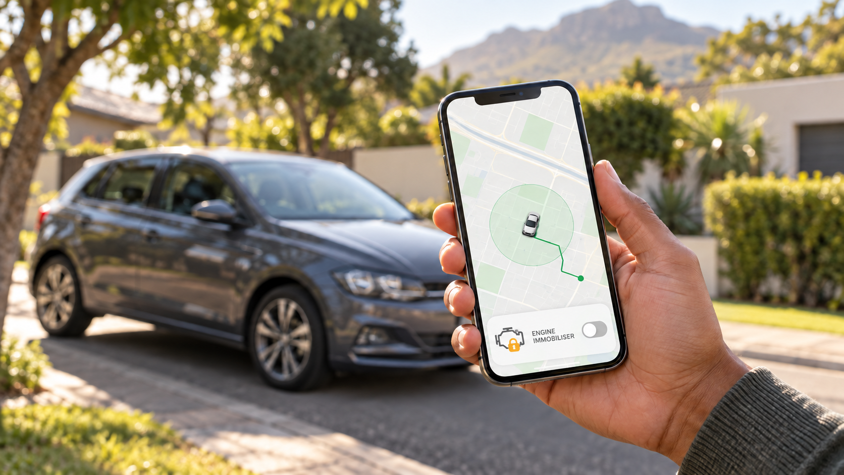 Self-tracking mobile application with an authorised engine immobiliser control